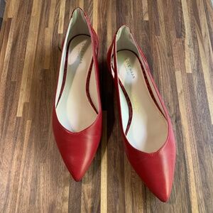 Cole Haan Ramsey Cutout Red Leather Ballet Flat